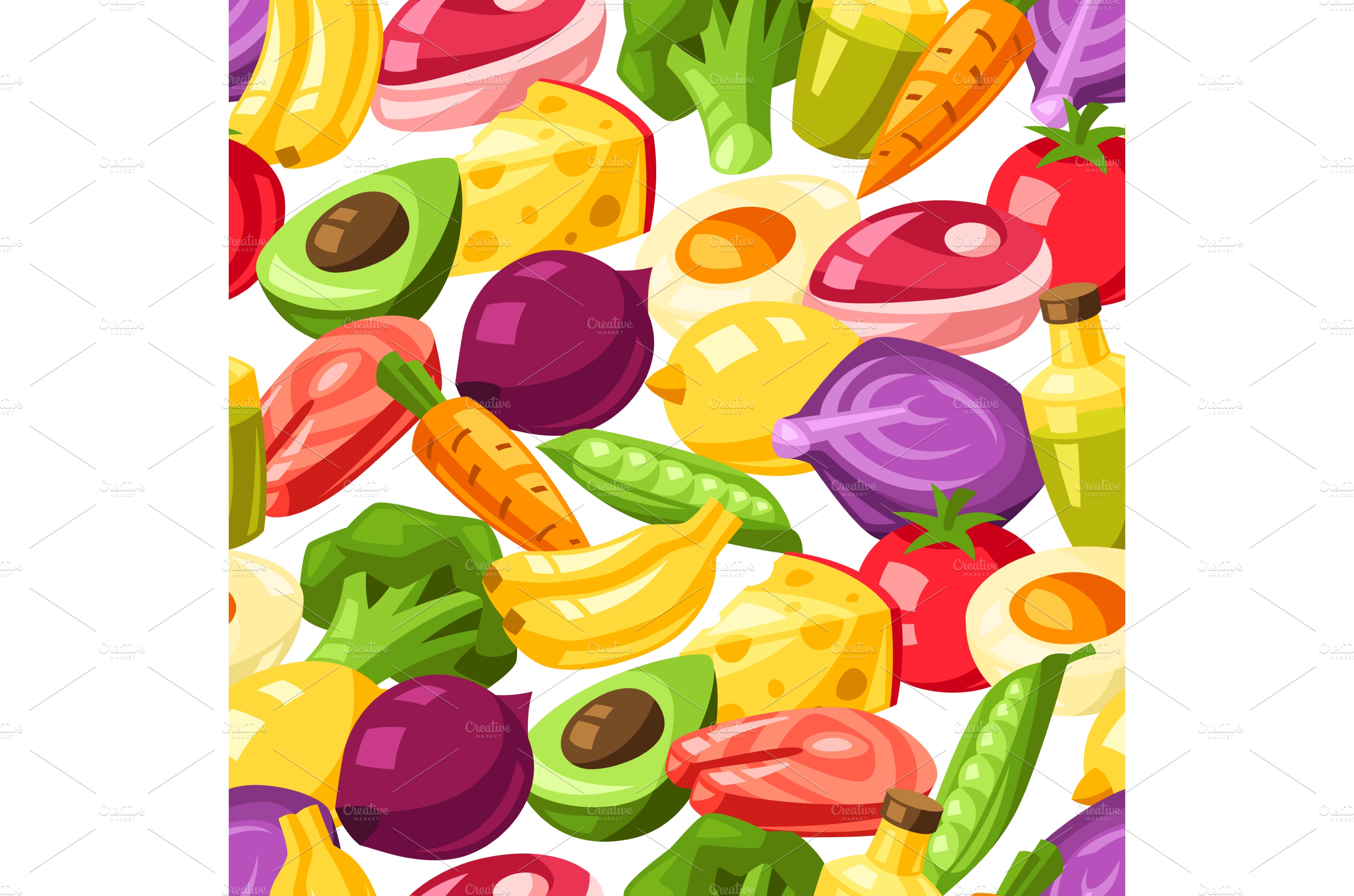 Vitamin food sources seamless Vector Graphics Creative Market