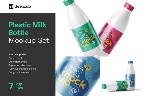 Download Plastic Milk Bottle Label Mockup Creative Market