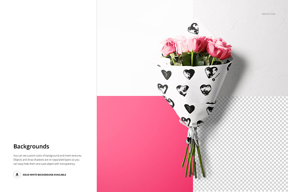 Roses Bouquet Wrapping Paper Mockup