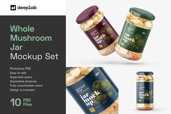 Download Whole Mushroom Jar Mockup Set Creative Market