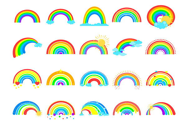 Rainbow Vector Cartoon Cute Clip art | Pre-Designed Vector Graphics ...