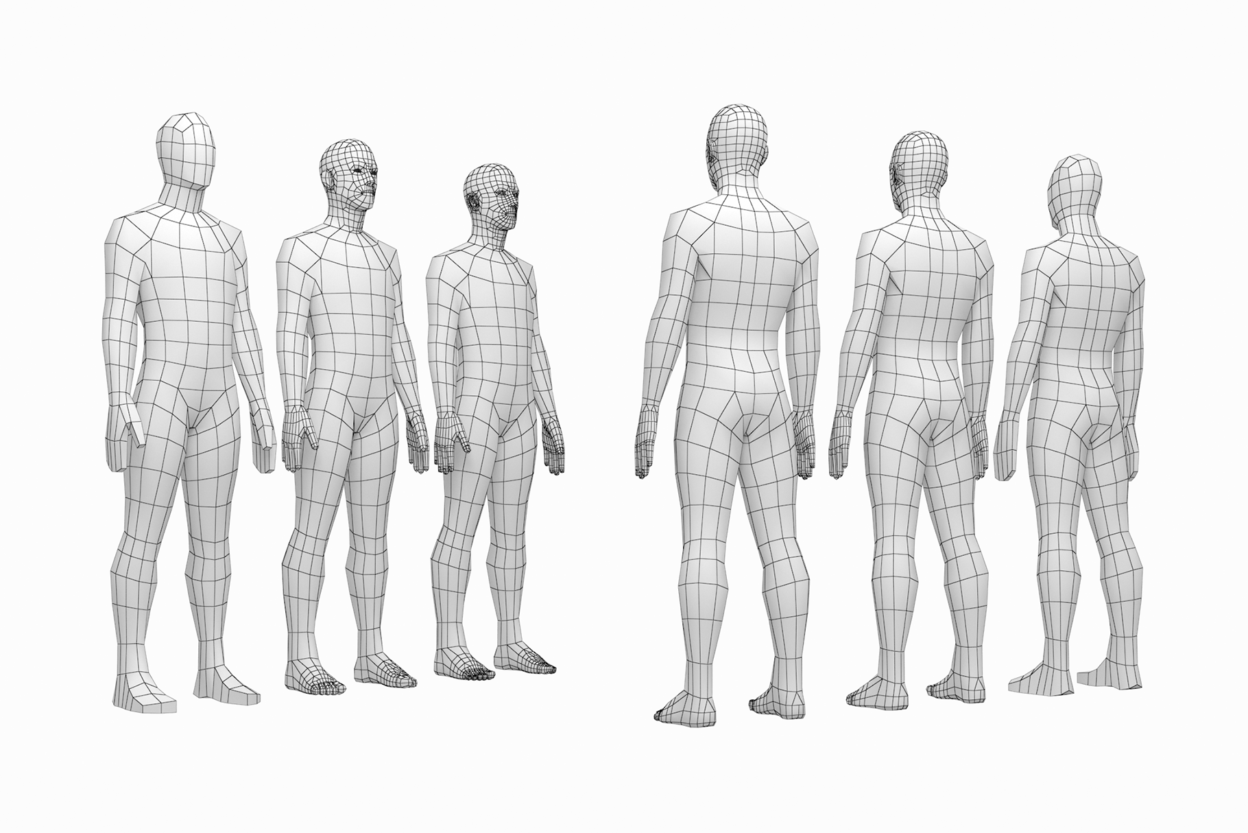 Natural Female and Male in T-Pose Base Mesh 3D Model in Woman 3DExport