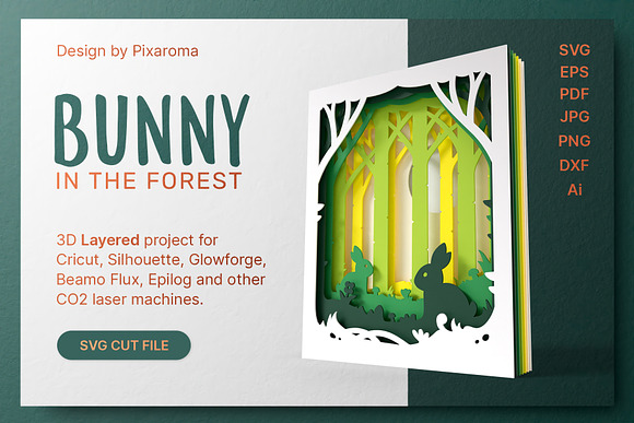 Download Bunny In The Forest Layered Cut File Pre Designed Vector Graphics Creative Market