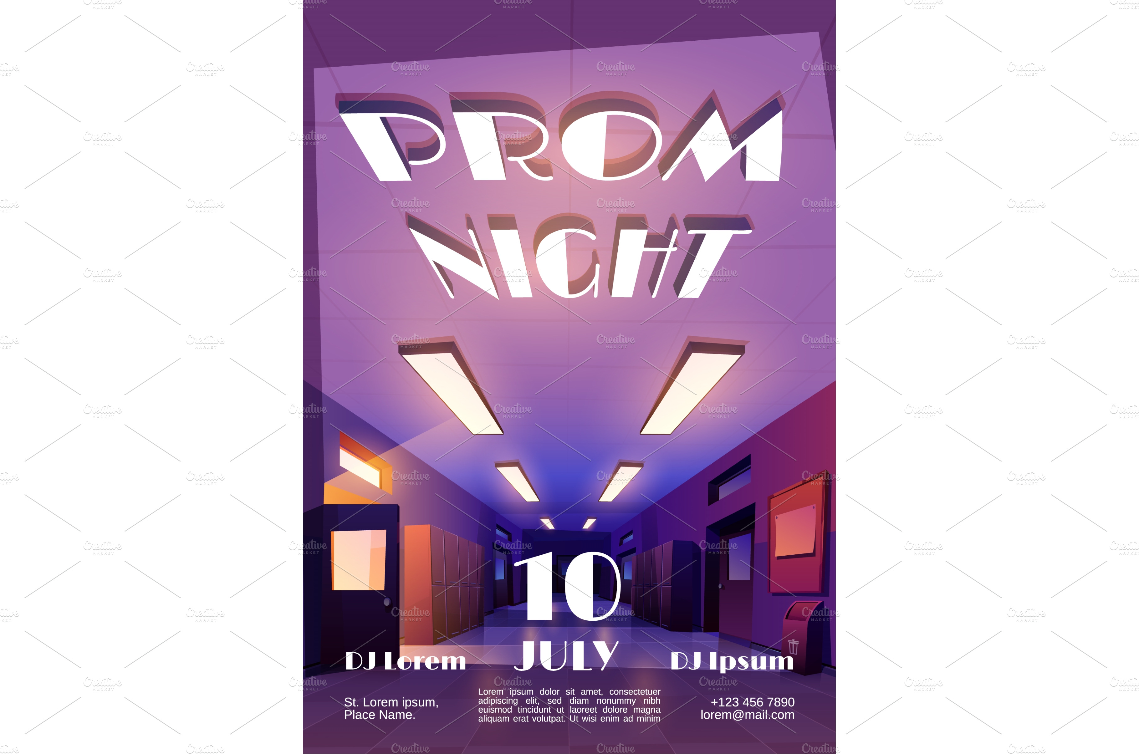 Prom Night Cartoon Poster To Education Illustrations Creative Market