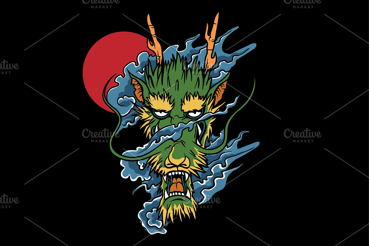 Japanese Dragon vector illustration | Pre-Designed Photoshop Graphics