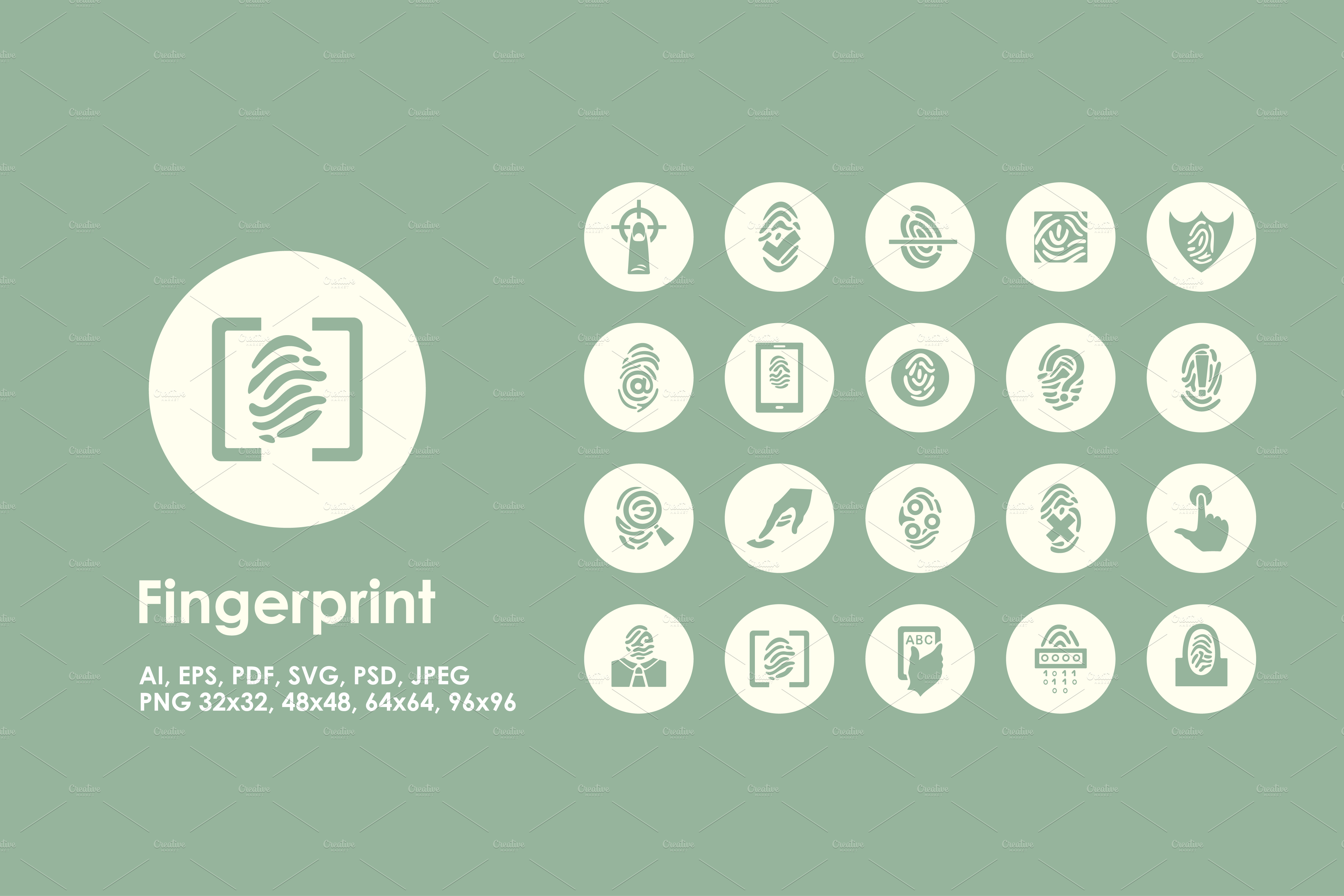 Fingerprint Simple Icons Pre Designed Photoshop Graphics Creative Market