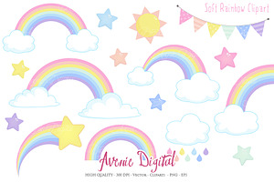 Download Pastel Rainbow Clipart Vector Pre Designed Illustrator Graphics Creative Market