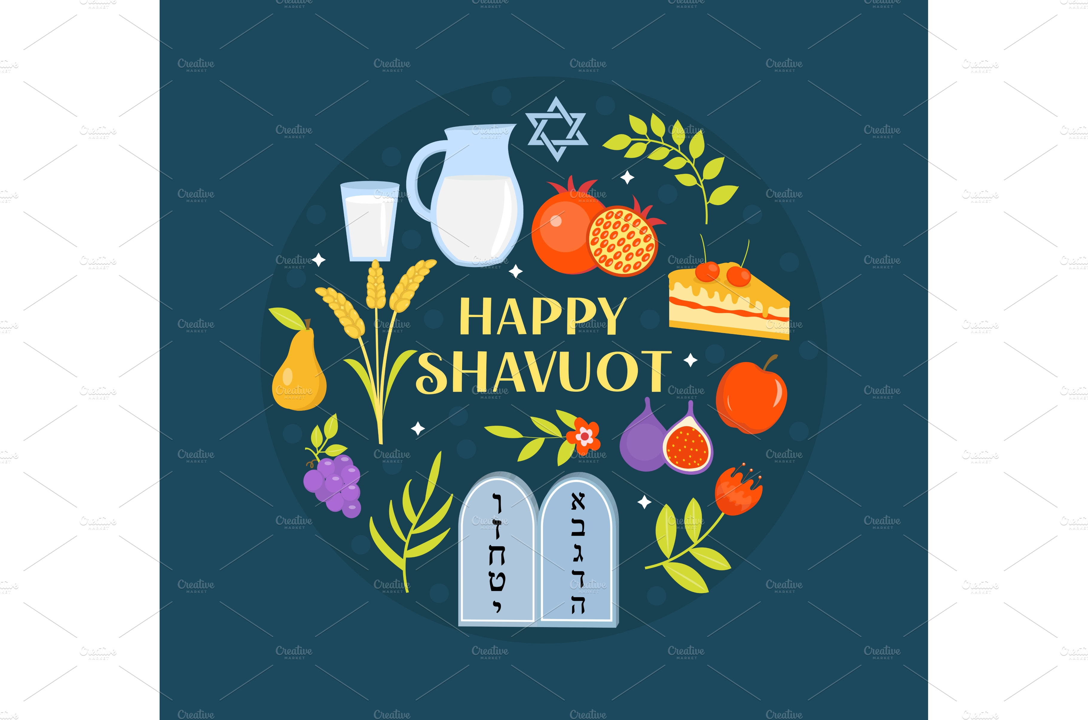 Happy Shavuot greeting card, poster Graphic Objects Creative Market