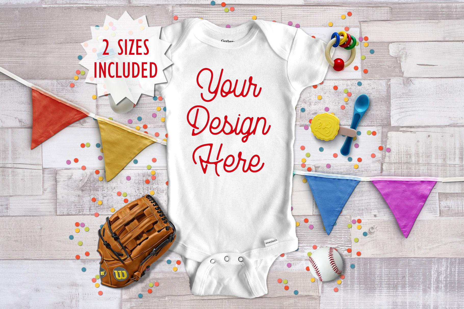 Download Baseball Baby Onesie Mockup 2 Sizes Creative Product Mockups Creative Market