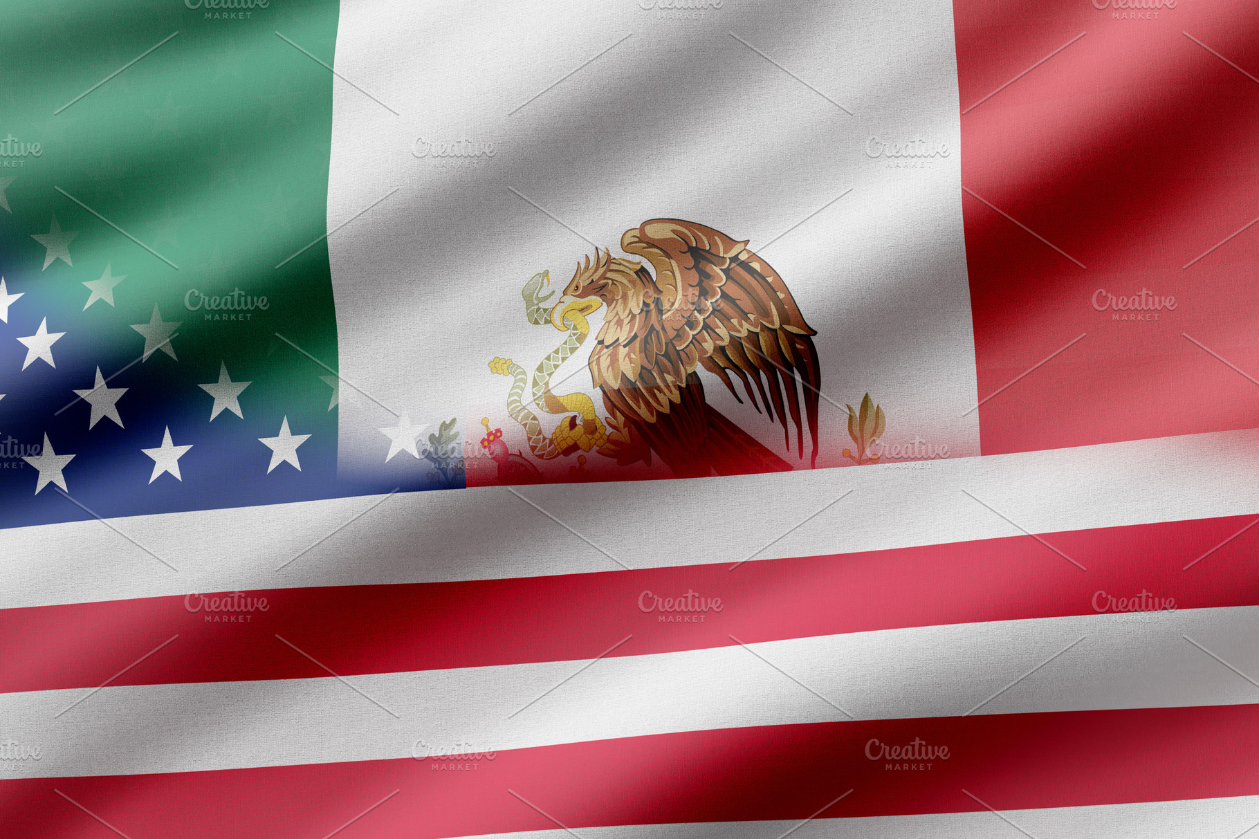 Usa and Mexico flags | High-Quality Abstract Stock Photos ~ Creative Market