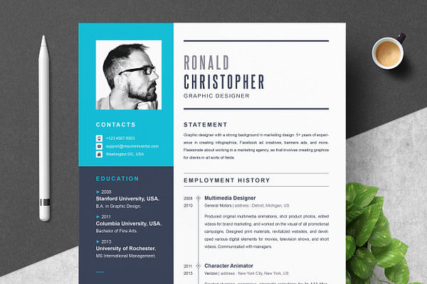 Resume Template For Graphic Designer Creative Market