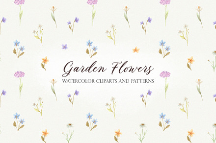 Spring garden watercolor flowers set | Decorative Illustrations ...